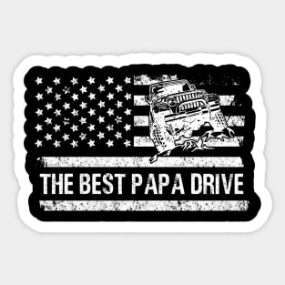 The Best Papa Drive Jeeps American Flag Father's Day Gift Papa Jeep 4th of July Sticker